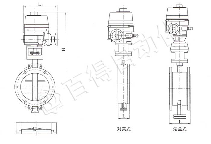 電動(dòng)硬密封蝶閥外形尺寸圖